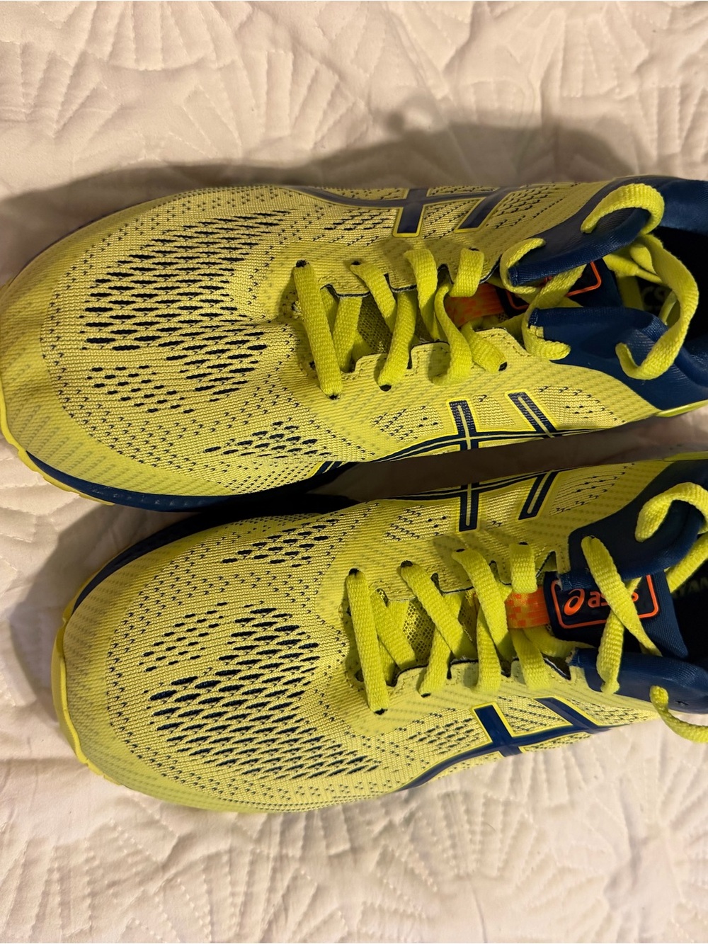 Asics Neon Yellow and Navy Men's Running Shoes - Gel Kayano26